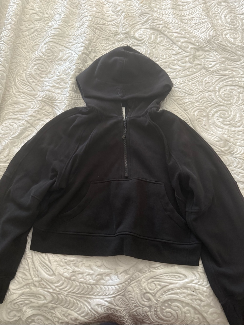 lululemon athletica Women's Black Half-Zip Hoodie Sweater